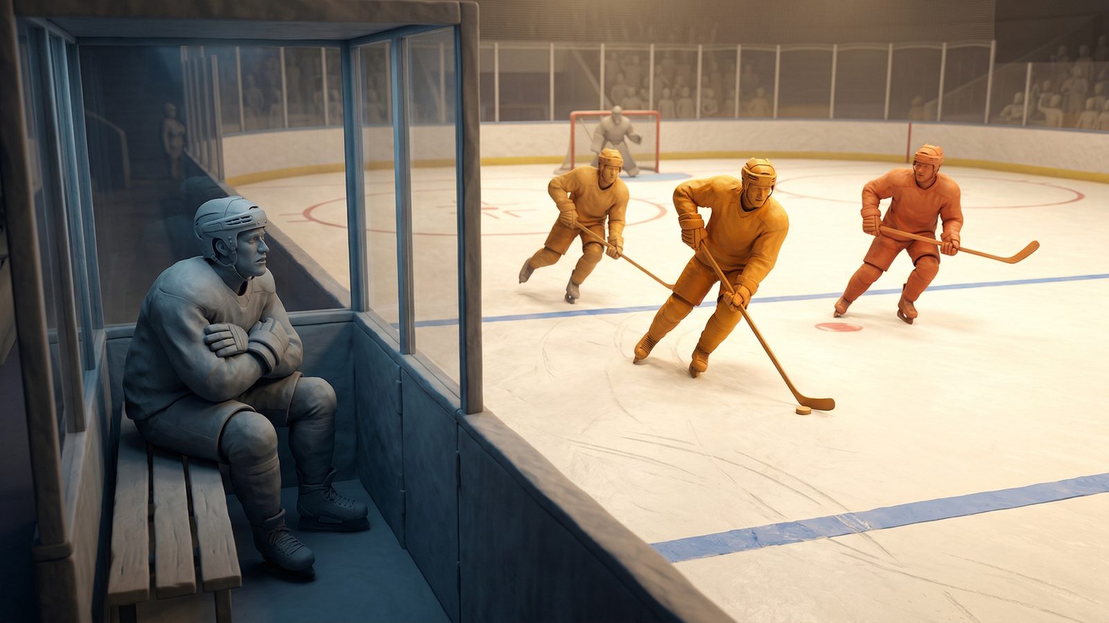 A penalised ice hockey player sitting in the penalty box watching the game go on without them -- a fitting metaphor for a low Quality Score ad paying more while competitors skate freely